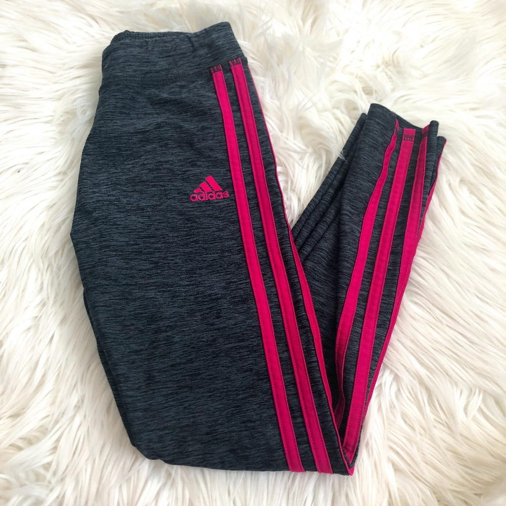 gray/pink stripe leggings size S (7/8)